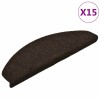Covorase pentru scari autoadezive, 15 buc., 65x21x4 cm, maro inchis, semirotunde, mari