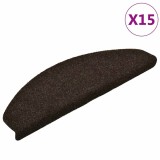 Cumpara ieftin Covorase pentru scari autoadezive, 15 buc., 65x21x4 cm, maro inchis, semirotunde, mari