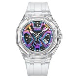 Ceas Bărbătesc Automatic Mark Fairwhale FW-6550 FLAROG, Skeleton Transparent, Curea Silicon, 42 mm