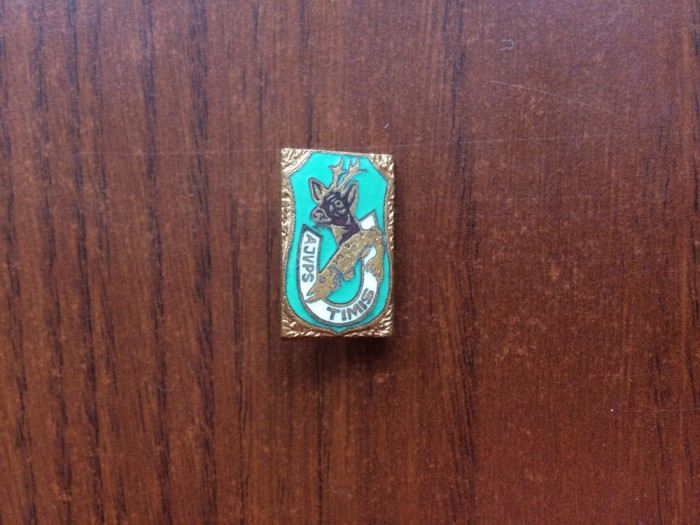 insigna ajvps timis RSR romania hobby vanatoare pescuit model caprioara peste stiuca