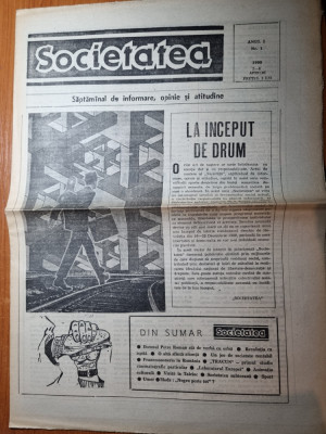 ziarul societatea 2-8 aprilie 1990-anul 1,nr.1-prima aparitie a ziarului foto