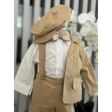 Costum botez, print cu aripi cream - DPH321