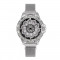 Ceas de dama elegant Geneva CS1016, bratara magnetica, cadran rotativ, model argintiu