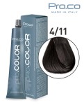 Vopsea de par profesionala PRO.COLOR 100 ml - Pro.Co - 4/11 CASTANIU NATURAL CENUSIU INTENS