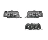 Far Audi 80 (B4), 09.1991-12.1996, model tuning, montare fata, stanga+dreapta, cu lumina parcare fibra optica; H1+H1; manual/electric; transparent, a