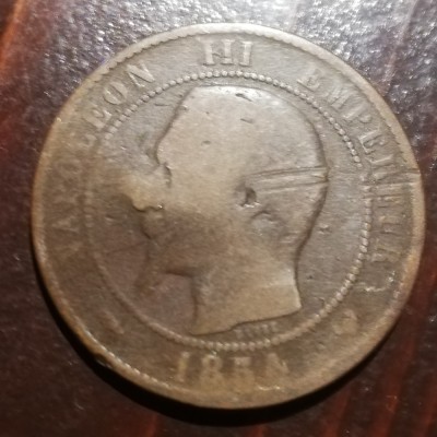 Franta 10 centimes 1854 W Napoleon III foto