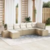 VidaXL Set de canapele pentru grădină cu pernă 7 pcs Bej Rattan poli 3347151