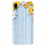Husa silicon pentru Apple Iphone XR, Sunflower On Blue Wood