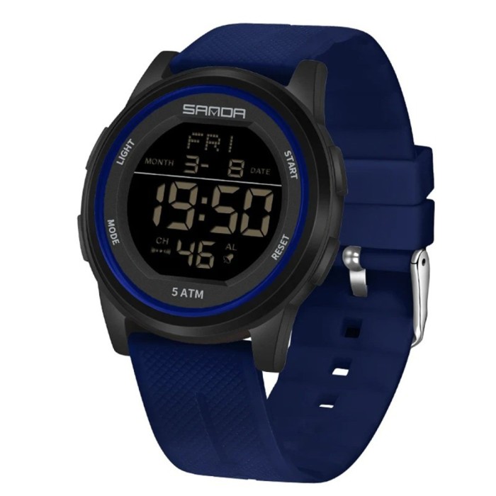 Ceas Copii Sanda 6182 Bleumarin-Negru , Design Sport, Digital, Afisaj Data, Alarma, Rezistent la Apa 5ATM