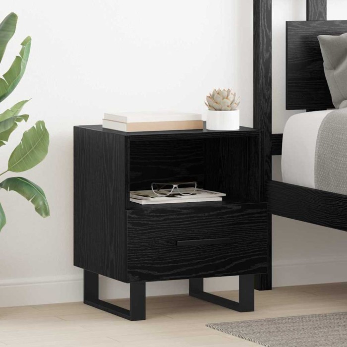 vidaXL Dulap de noapte Stejar negru 40 x 35 x 47.5 cm Lemn compozit 882090
