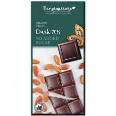 Ciocolata neagra 70%, fara zahar adaugat, bio, 70g, Benjamissimo
