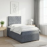 Cumpara ieftin Pat boxspring cu saltea Gri inchis 120 x 190 cm Catifea