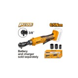 Surubelnita antrenor cu clichet si impact 3/8 20 v 65 nm fara acumulator, pentru strangerea si desfacerea suruburilor - Ingco CDRLI2060151