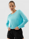 Cumpara ieftin Tricou de antrenament cu m&acirc;necă lungă loose cu uscare rapidă pentru femei - albastru, 4F Sportswear