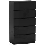 HOMCOM Comodă cu 5 Sertare din Lemn, pentru Dormitor, Design Modern și Multifuncțional, 55x34x100 cm, Negru | Aosom Romania