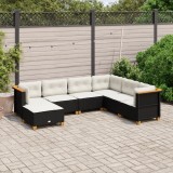 Cumpara ieftin Gossi set canapele de gradina cu perne, 7 piese, negru, poliratan