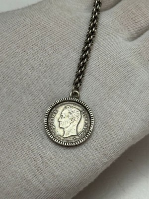 BRELOC CHEI ARGINT 835 - Moneda BOLIVAR - 1960 - Vintage ! foto