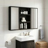 vidaXL Dulap de perete pentru baie Stejar Negru 40 x 10 x 60,5 cm 889352