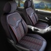 Set Huse Scaune Auto pentru Mazda CX-7 - Panda Londra, cu fermoare pentru bancheta rabatabila, negru cu cusatura rosie, 11 piese