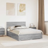 VidaXL Cadru de pat cu headboard Gri Sonoma 150 x 200 cm Lemn compozit 3408252
