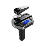 Modulator FM elSales ELS-V6 cu casca Bluetooth integrata, 2 USB-uri pentru redare muzica si incarcare rapida,