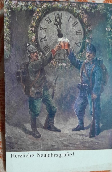 Carte postala, doi camarazi nemti, 1916