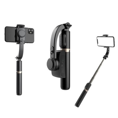 Selfie Stick cu Tripod, Telecomanda, Anti-Shake, 75cm - Techsuit (Q08) - Black foto