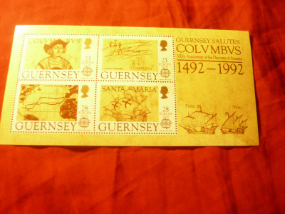 Bloc Guernsey 1992 - Europa CEPT - Columb ,cu seria de 4 val. foto