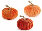 Set 3 Dovleci decorativi catifea portocalie &Oslash; 15 cm x 13 H