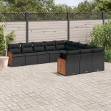 Cumpara ieftin Set canapele de grădină cu perne, 11 piese, negru, poliratan