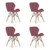 Cumpara ieftin Set 4 scaune stil scandinav, Artool, Lago, catifea, lemn, roz inchis, 47x52x74 cm, Leobert