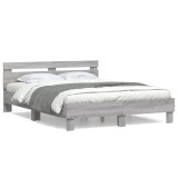 Cumpara ieftin Cadru de pat cu tablie, gri sonoma, 140x200 cm, lemn prelucrat