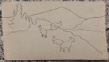 Peisaj montan// vechi desen in penita, Portrete, Cerneala, Altul