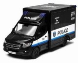Macheta Mercedes Sprinter Police negru 1:46 replica metal Welly usi deschise cu resort