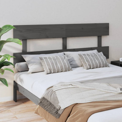 vidaXL Tăblie de pat, gri, 154x3x81 cm, lemn masiv de pin foto