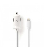 Incarcator auto 12V - Apple Lighting 2.4A certificat MFi alb 1m Nedis