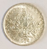 FRANTA 5 FRANCI 1964 SEMANATOAREA ARGINT UNC ( CITITI VA ROG DESCRIEREA ENUNTUL )