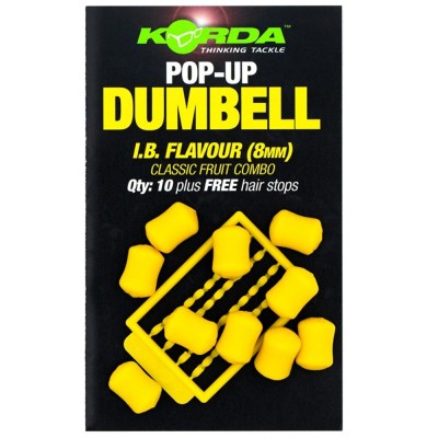Pelete Artificiale KORDA Pop Up Dumbell, IB, Yellow, 8mm, 10buc/pac foto