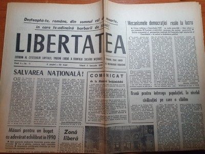 ziarul libertatea 5 ianuarie 1990-calea victoriei a fost redata circulatiei foto