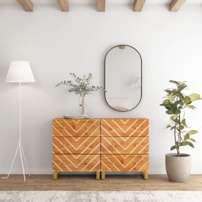 vidaXL Dulapuri lateral, 2 buc., maro/negru, 60x33,5x75 cm, lemn mango 3206281 foto