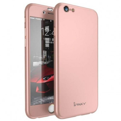 Husa Apple iPhone 6/6S IPAKY Full Cover 360 Roz Auriu + Folie Cadou foto