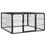 Cumpara ieftin Padoc pentru caini cu 4 panouri, negru, 100x50 cm, otel