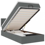 Cumpara ieftin Pat otoman cu saltea si LED-uri, gri inchis, 80x200cm, textil
