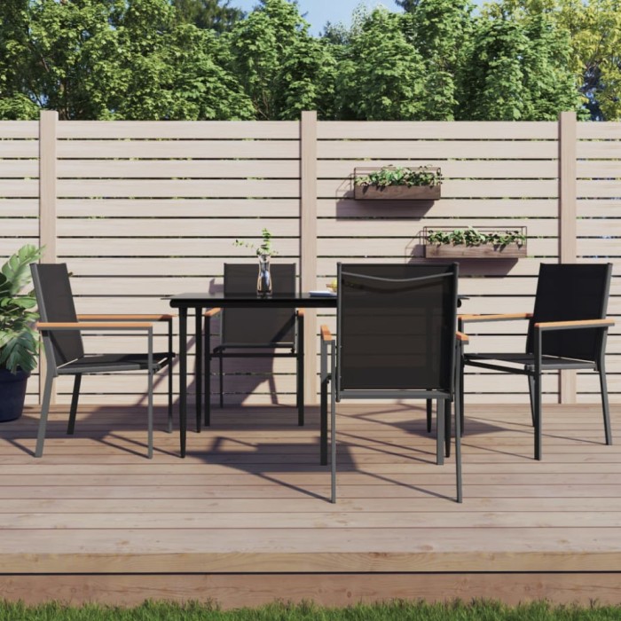 Gossi set mobilier de gradina, 5 piese, negru, textilena si otel