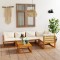 Gossi set mobilier gradina cu perne, 6 piese, crem, lemn masiv acacia