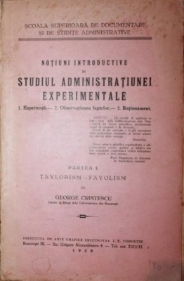 NOTIUNI INTRODUCTIVE IN STUDIUL ADMINISTRATIUNEI EXPERIMENTALE foto