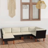 Cumpara ieftin Gossi set mobilier de gradina cu perne, 6 piese, negru, poliratan