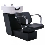 Cumpara ieftin Scaun salon șamponare cu lavoar alb/negru 137x59x82cm piele eco