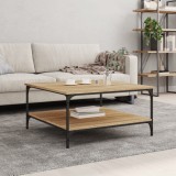 Măsuță Cafea VidaXL Stejar Sonoma 80x80x40 cm Lemn Prelucrat Maro, Raft Depozitare, Sufragerie, Design Modern
