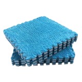 Set 10 piese covor tip puzzle, flippy, spuma eva, pufos, 30 x 30 x 1 cm, albastru